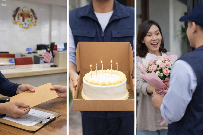Runner service for delivery of important documents, cakes and surprise flowers
